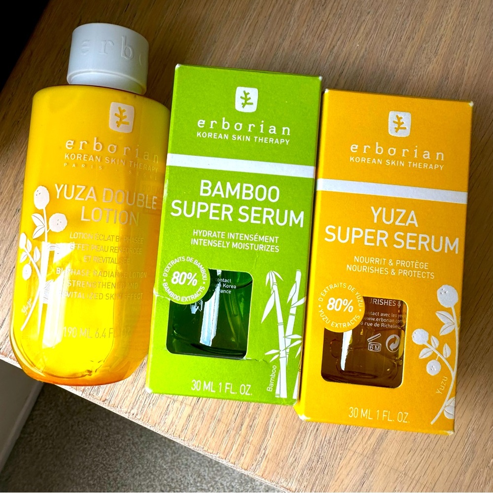 Korean skincare serum and lotion